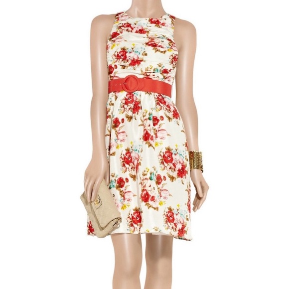 ALICE & OLIVIA FLORAL SILK DRESS Sz 2 - Picture 3 of 12